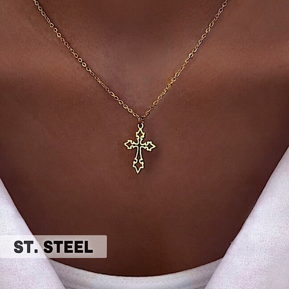 ⚜️[𝟯/$𝟭𝟴]⚜️NEW Filigree Cross Stainless Steel Necklace - Picture 7 of 11